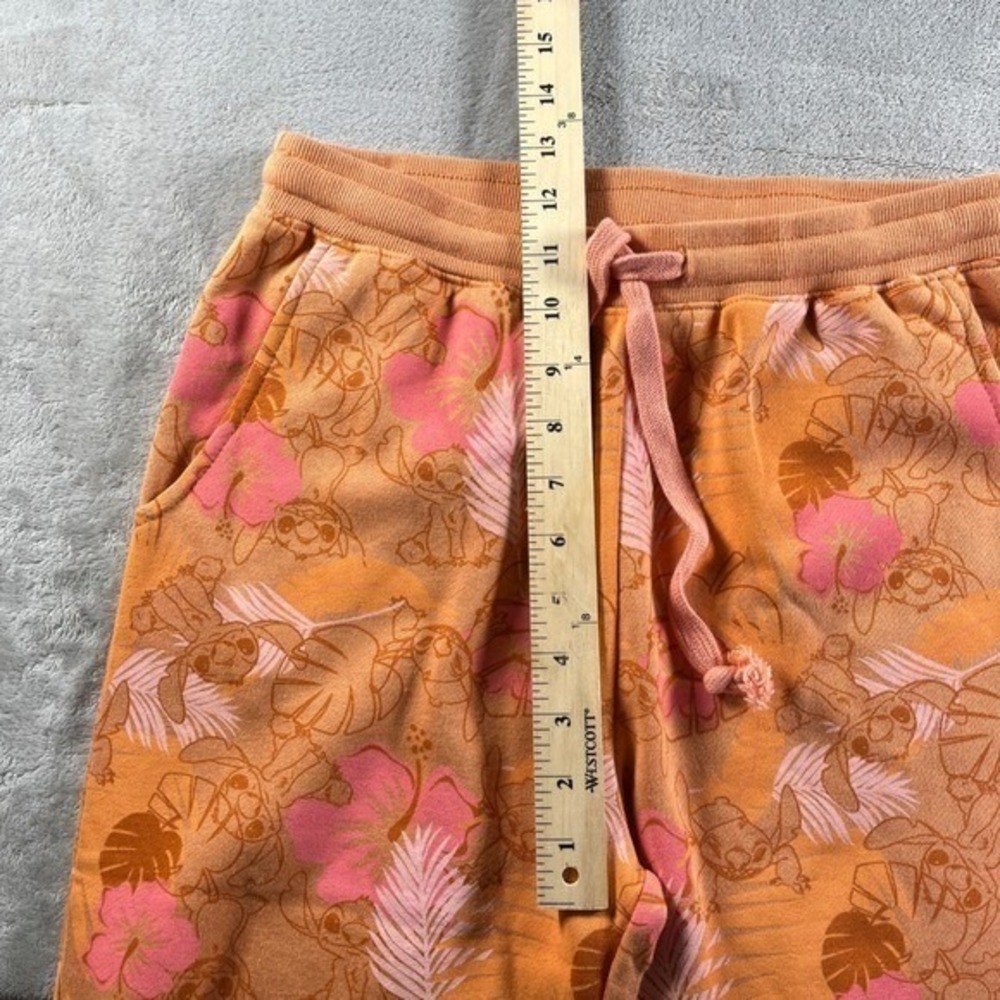 Disney Stitch Tropical Joggers S Orange Pink NWT Floral Sweatpants Loungewear - Picture 6 of 10
